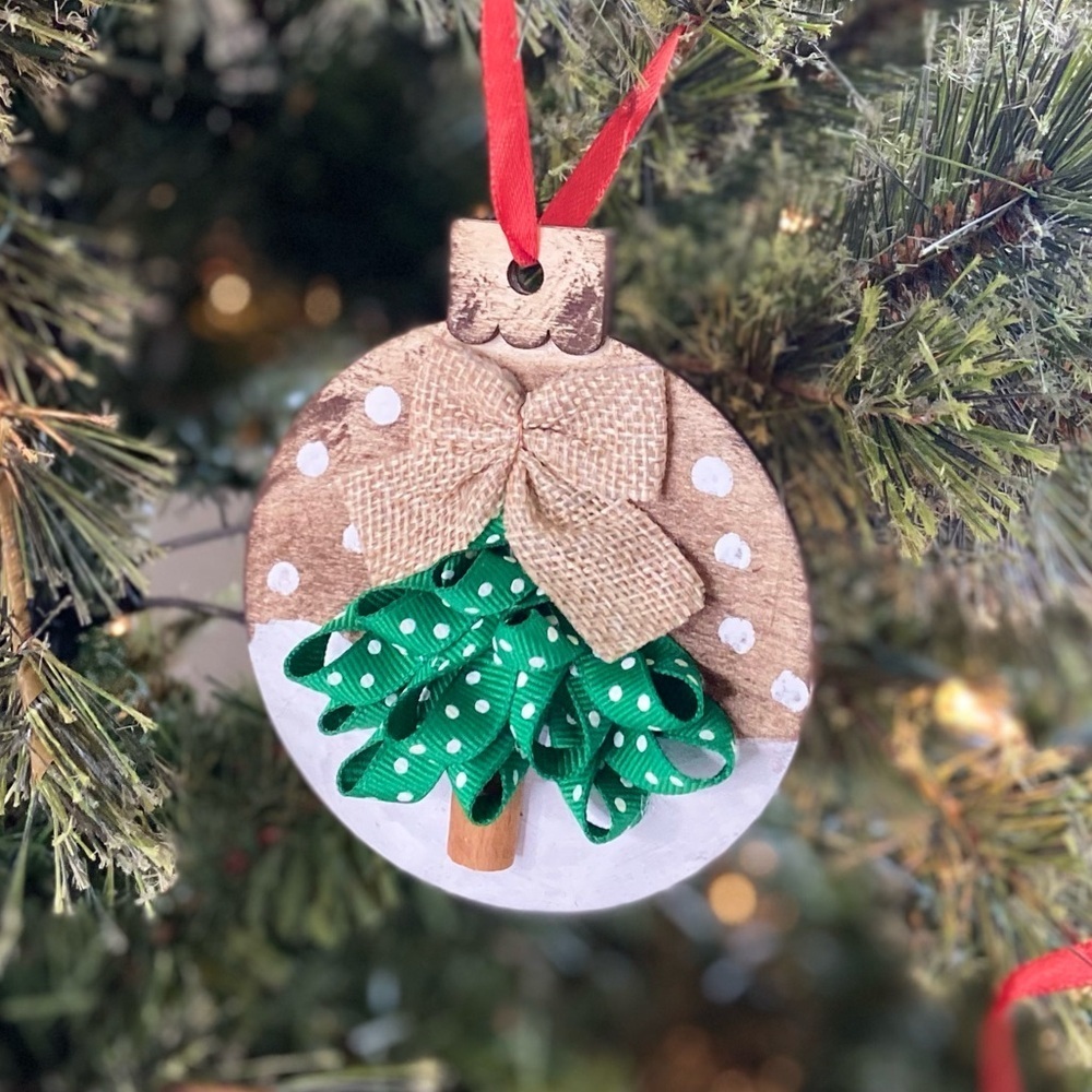 Handmade Rustic Ribbon Christmas Tree Ornaments – Farmhouse Holiday Décor